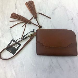 Genuine Frye Paige Wristlet Cognac Leather